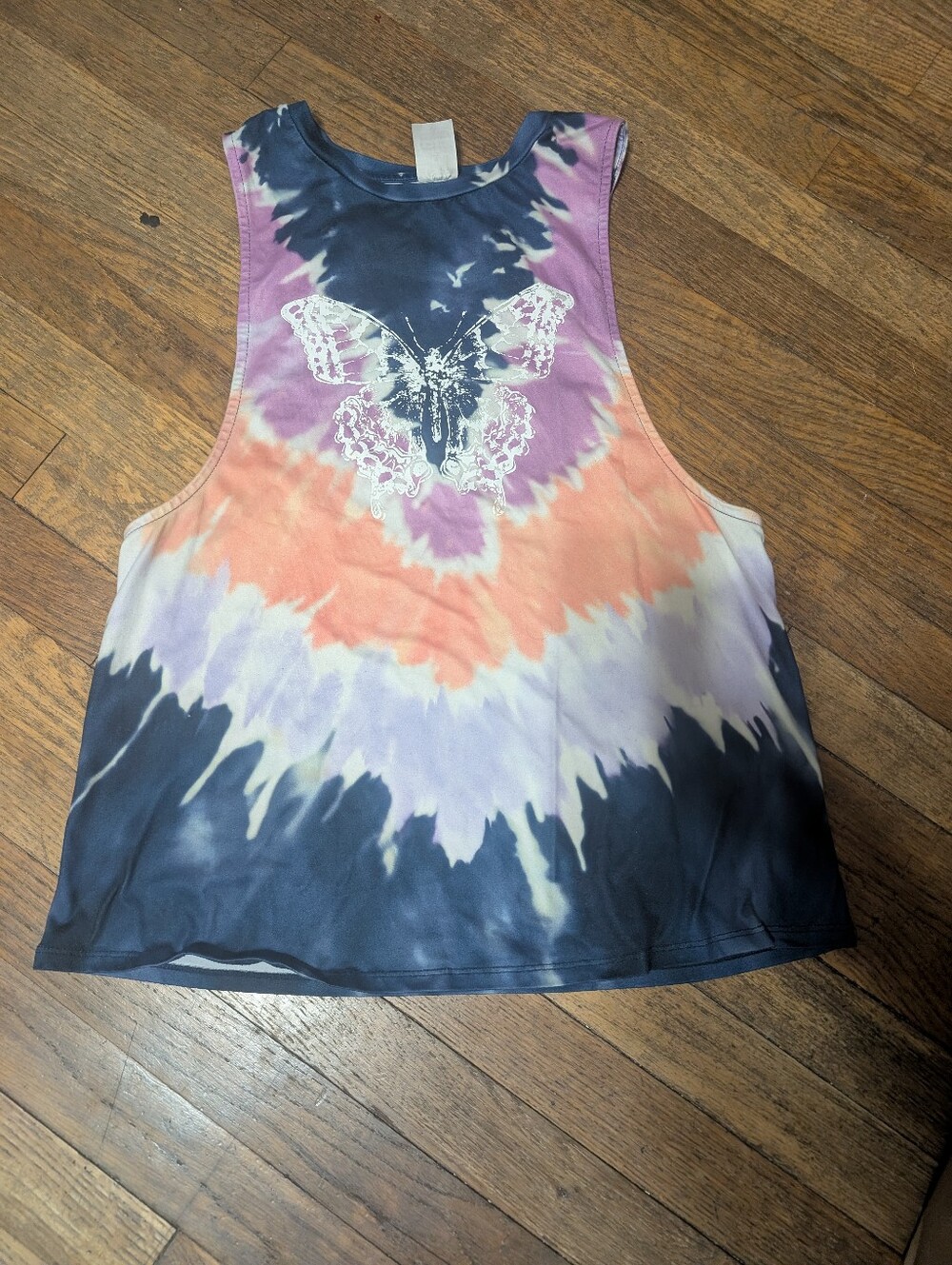 NO Boundaries Tie-Dye Butterfly Muscle Tank - Navy, Peach, Lavender, White